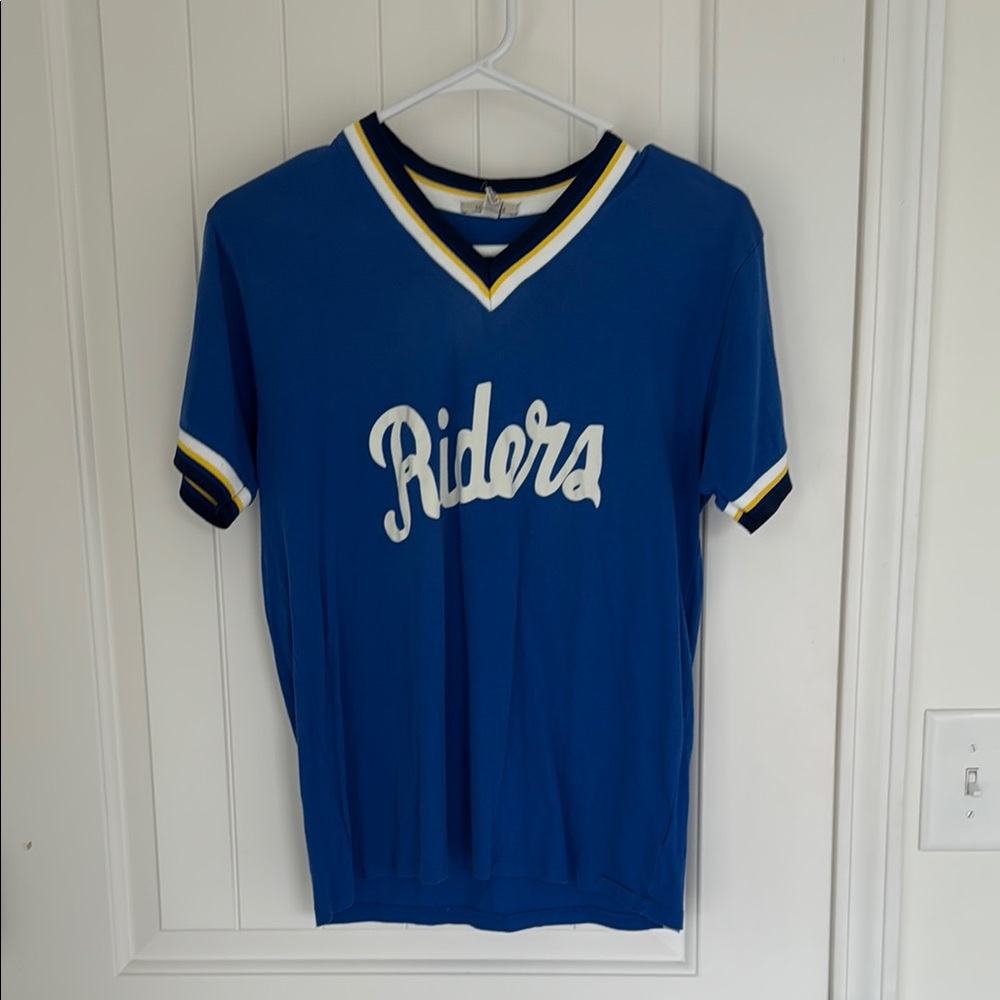 Blue and White Retro Jersey Top